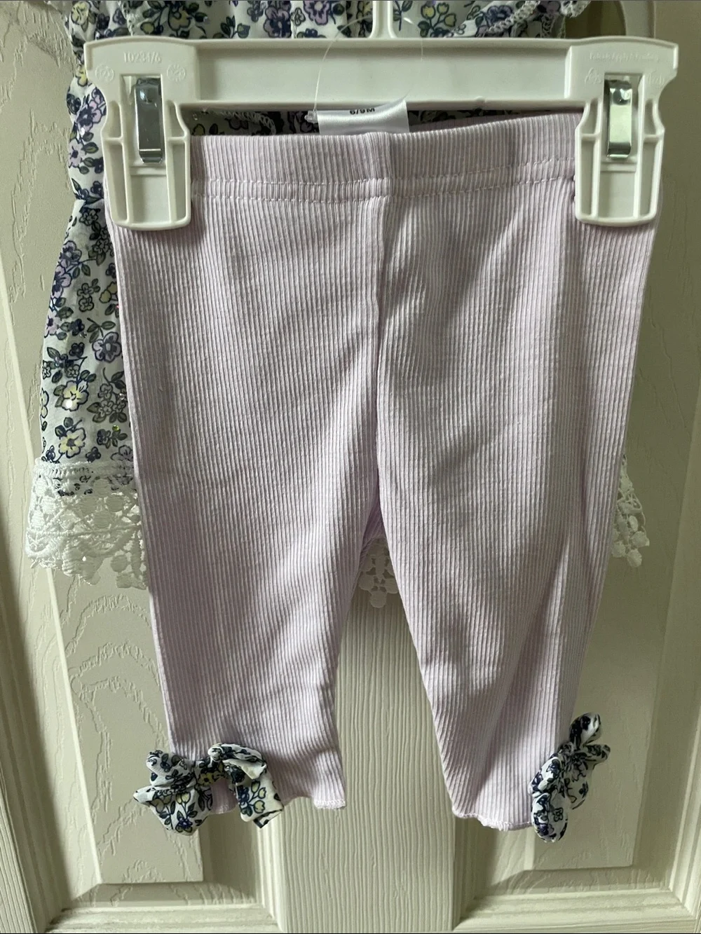Floral Lace Baby Tunic with Lilac Ribbed Leggings